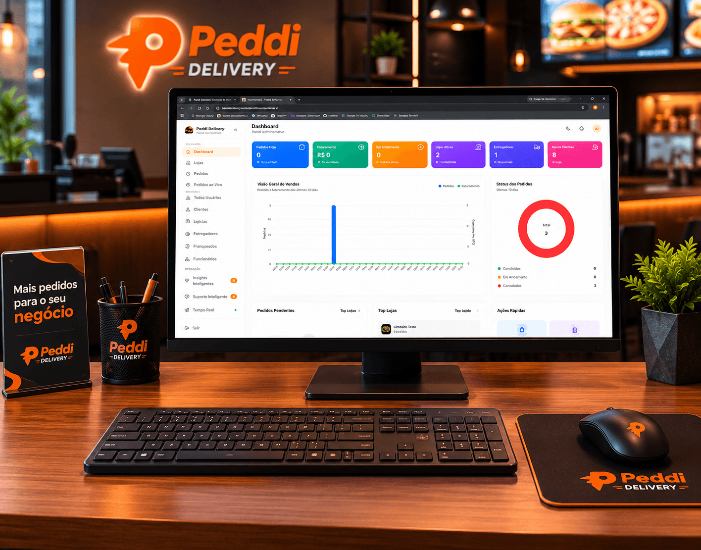 Painel de Gestão de Pedidos da Peddi Delivery